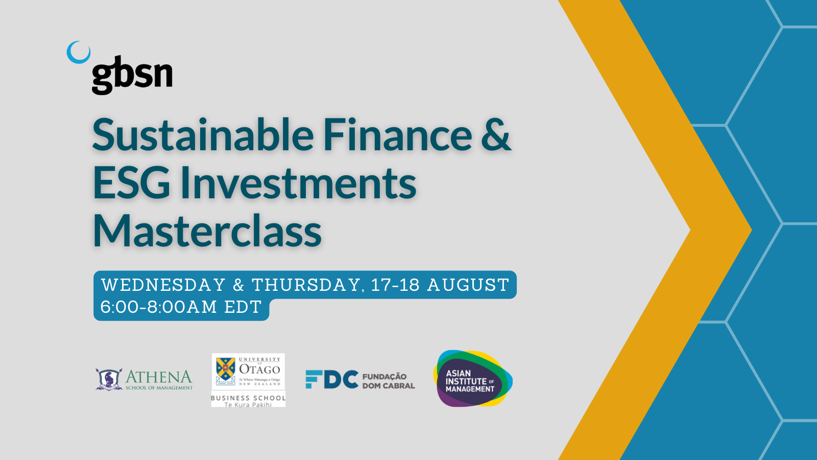 Sustainable Finance & ESG Masterclass Graphic (Twitter) - GBSN